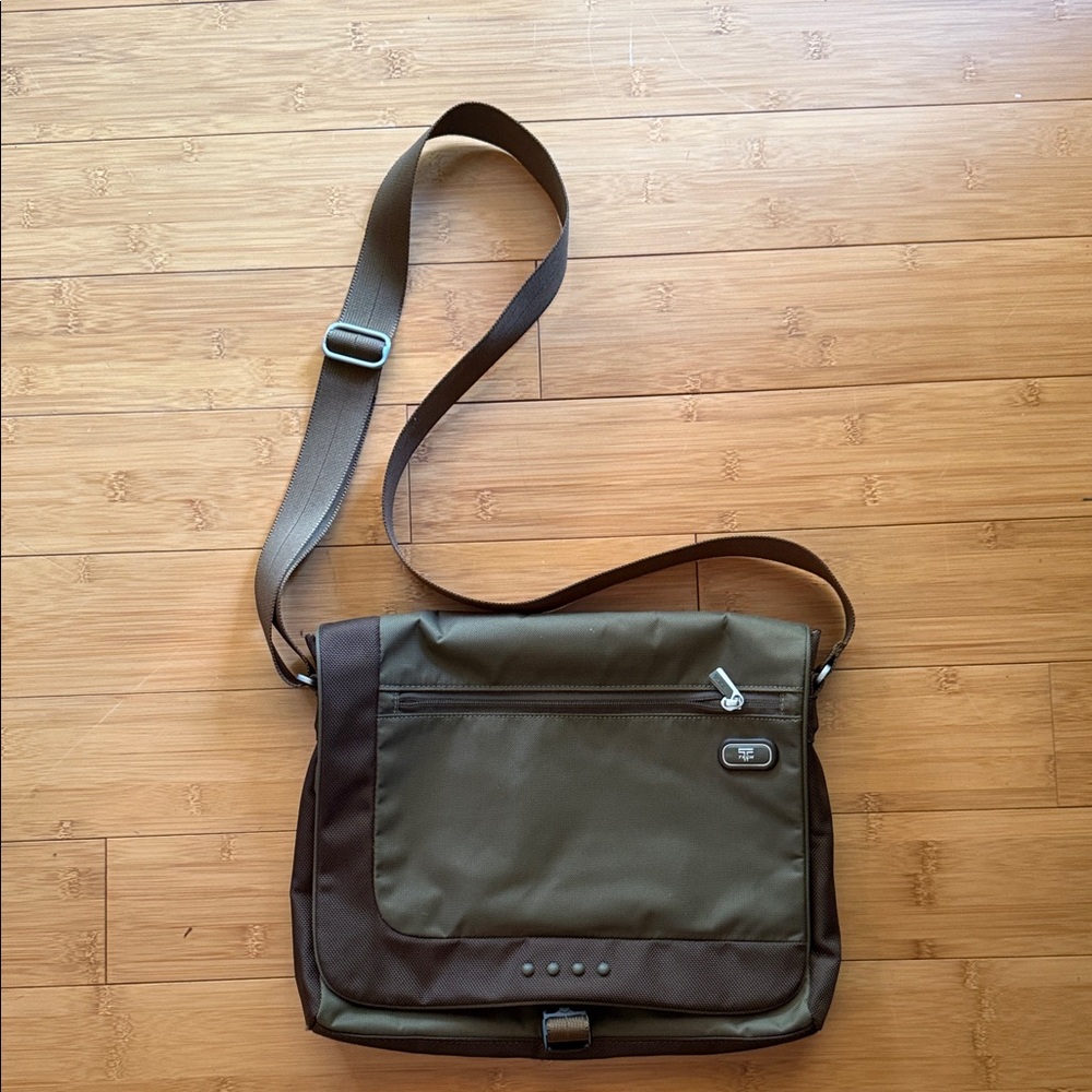 Tumi Khaki and Brown Messenger Bag